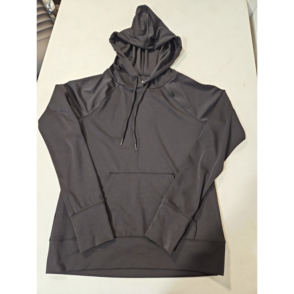 Lou & Grey Hoodie Women Small Black Pullover Lightweight Poly Blend EUC (387